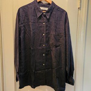 Black 100% linen button-down shirt